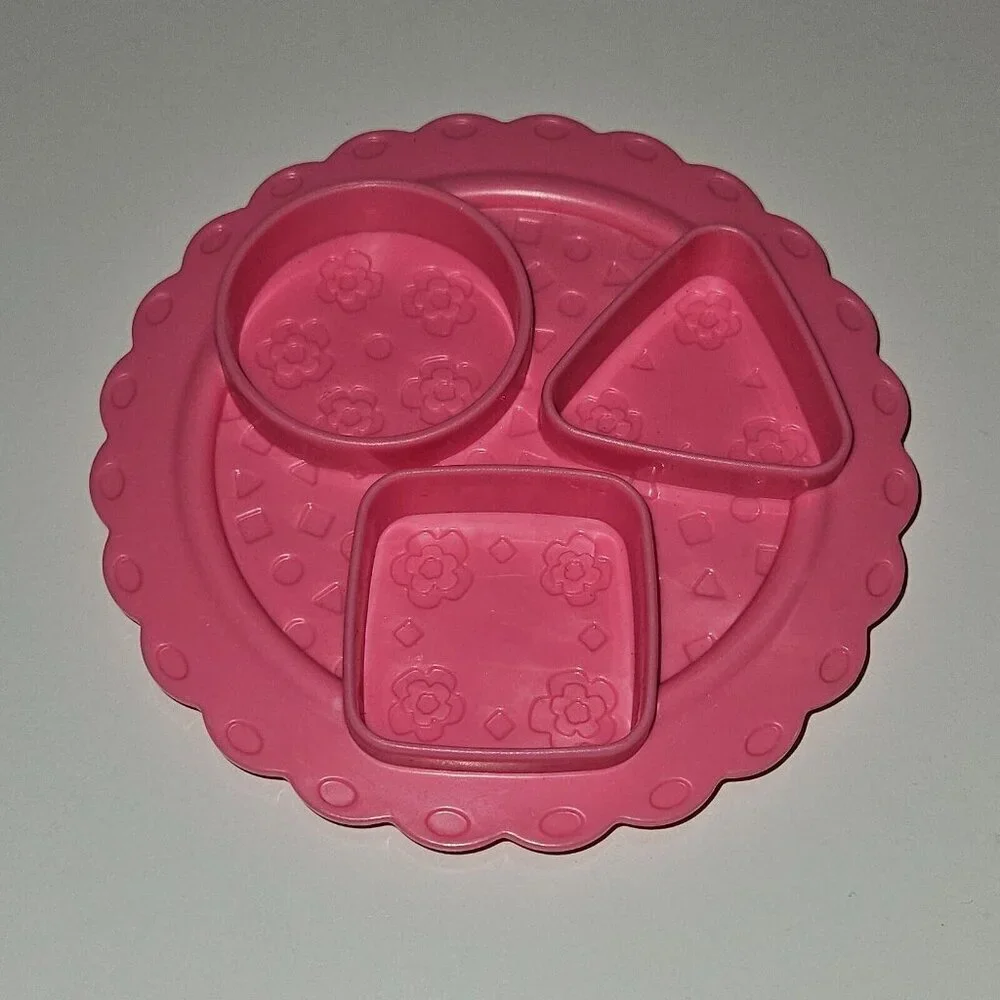 VTG Fisher Price Say Please Tea Set REPLACEMENT PIECES Pink Plate Triangle Cake